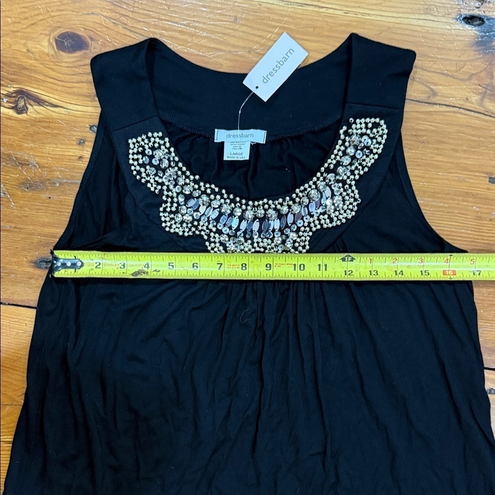 Dress Barn Black sleeveless Tank with Beaded Detail NWT size large Y2K - Picture 5 of 8